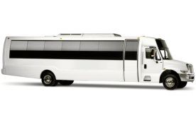 White bus with minimalist design.