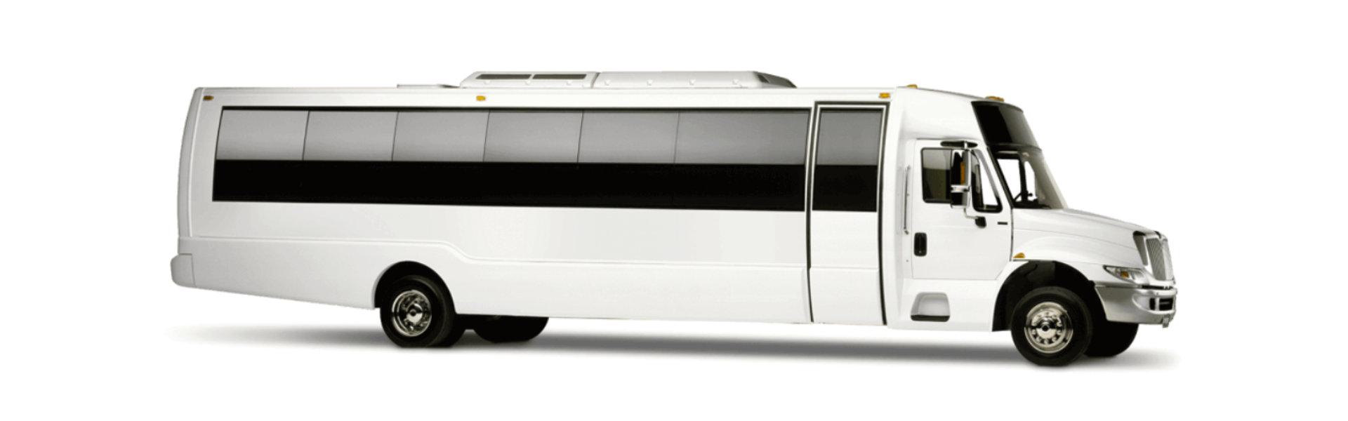 White bus with minimalist design.